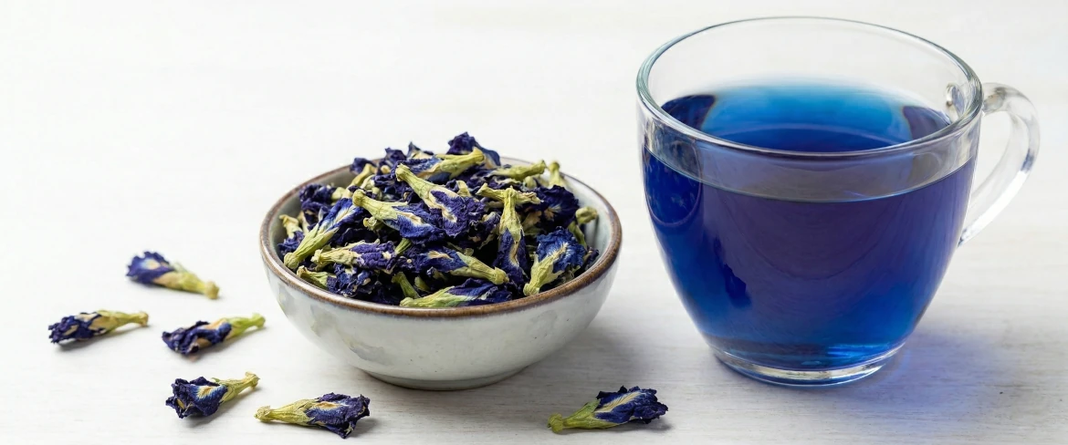 Suszone kwiaty butterfly pea flower i herbata z klitorii ternateńskiej