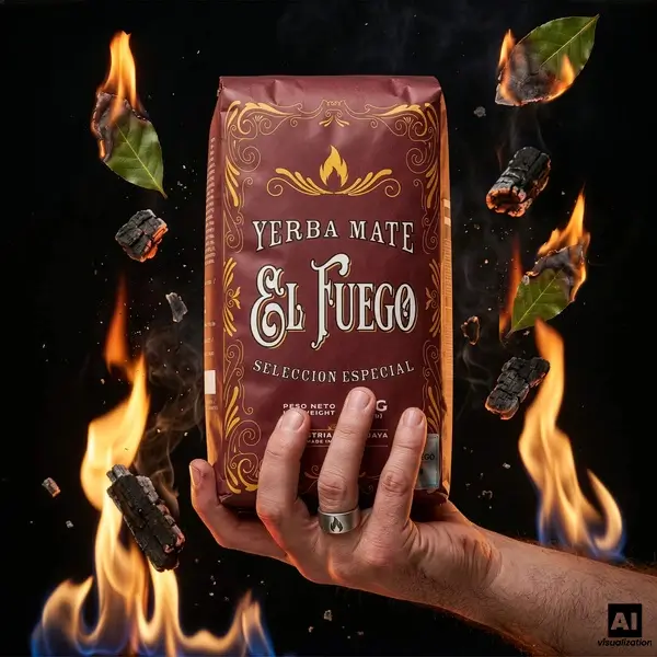 Yerba mate El Fuego Elaborada 1 kg w tradycyjnym papierowym opakowaniu.