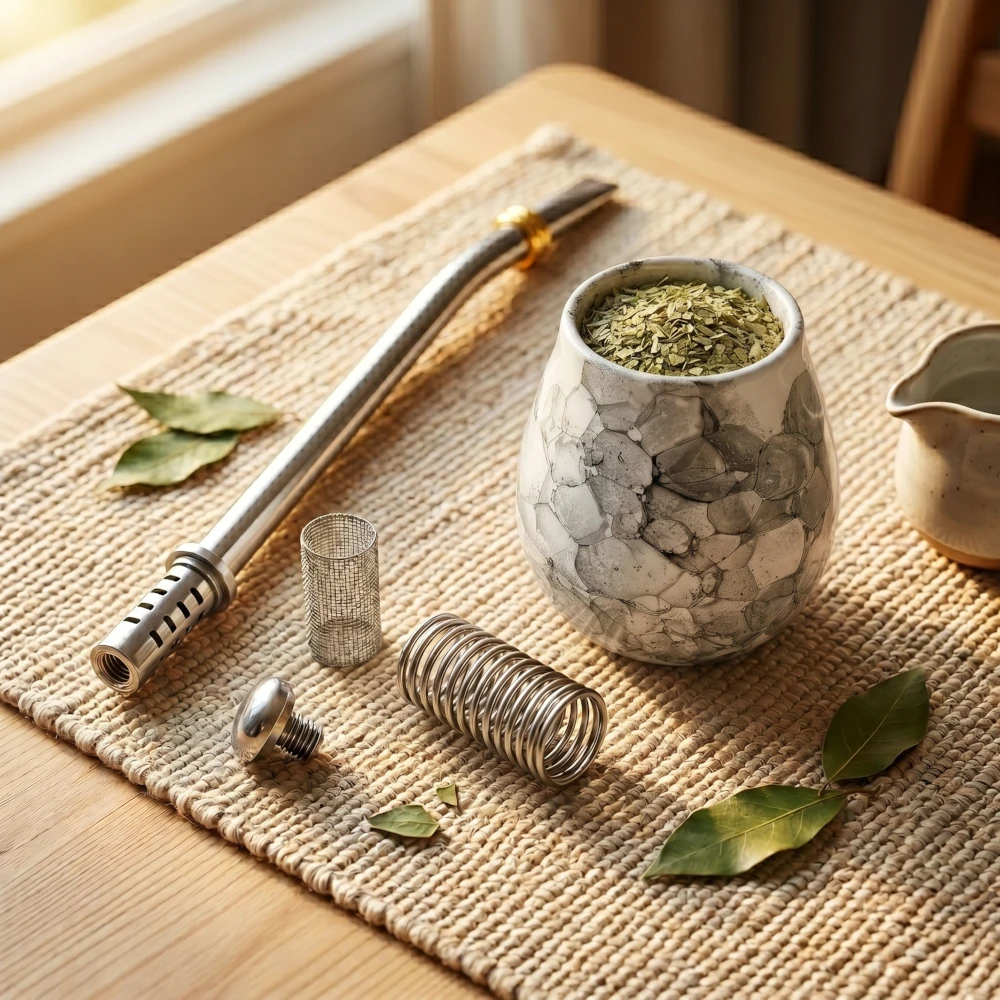 Bombilla z wielokrotnym filtrem do yerba mate – rozkręcana słomka