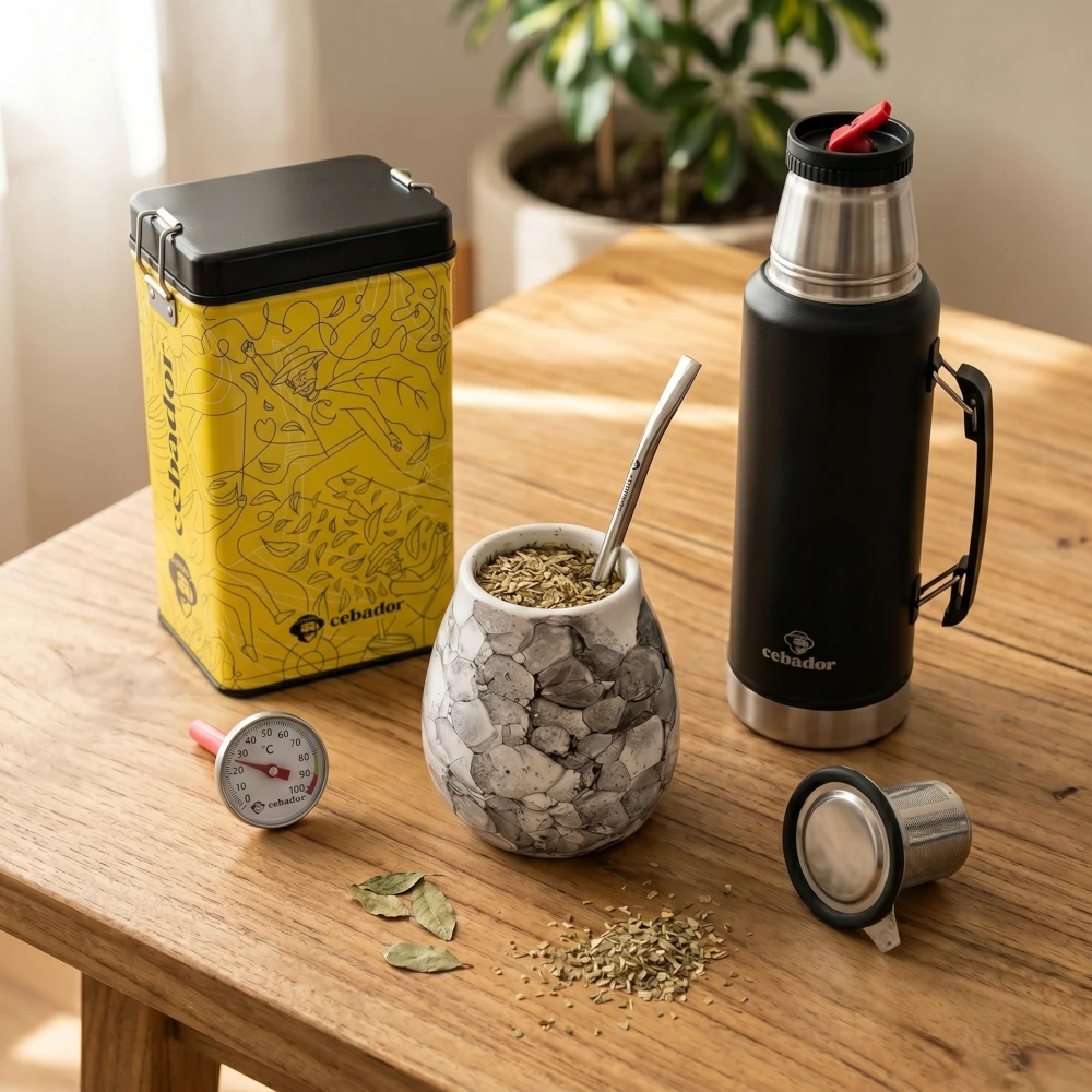 Akcesoria do yerba mate – matero ceramiczne, bombilla, termos do yerba mate, pojemnik na yerba mate i termometr