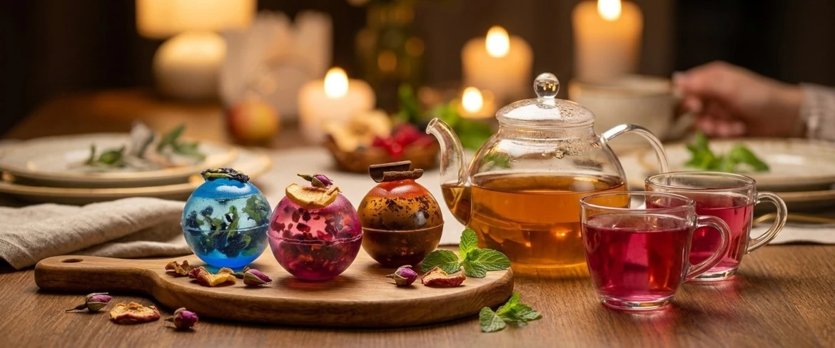 Kula herbaciane podane w dzbanku – bomby herbaciane na prezent