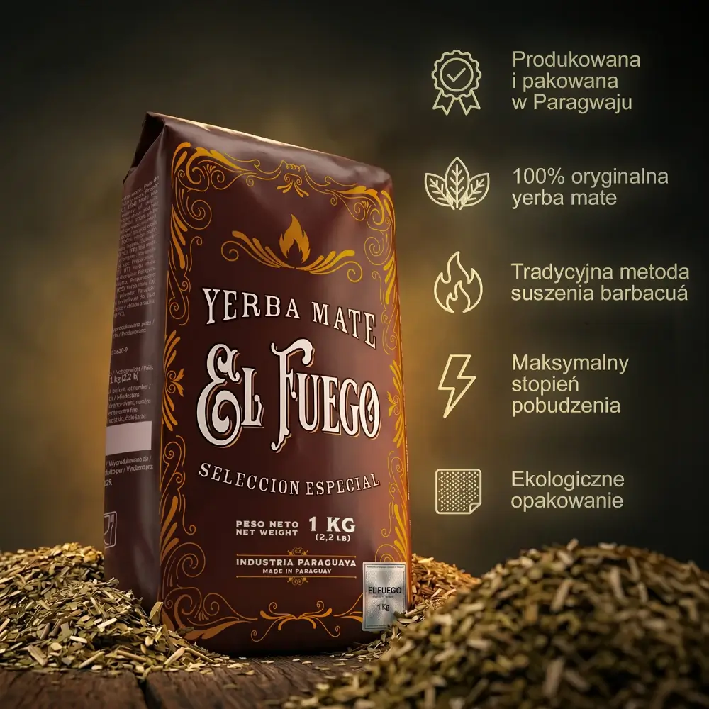 Najmocniejsza yerba mate z paragwaju El Fuego Elaborada 1 kg