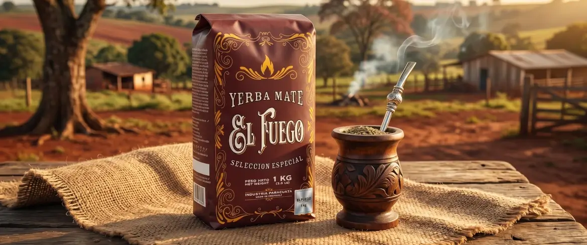 Tradycyjne papierowe opakowanie El Fuego 1 kg. To autentyczna i najmocniejsza yerba prosto z Ameryki Południowej