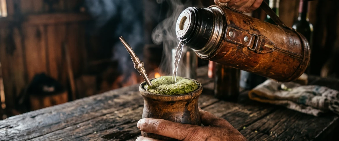 Zalewanie suszu wodą z termosu, tworzące gęstą piankę. Prawidłowo przygotowana mocna yerba mate