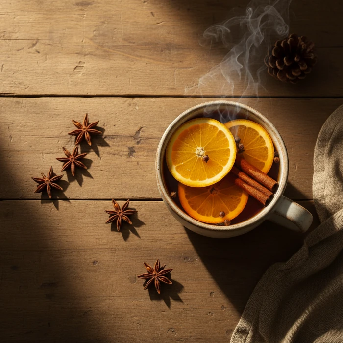 Herbata zimowa z pomarańczą i goździkami