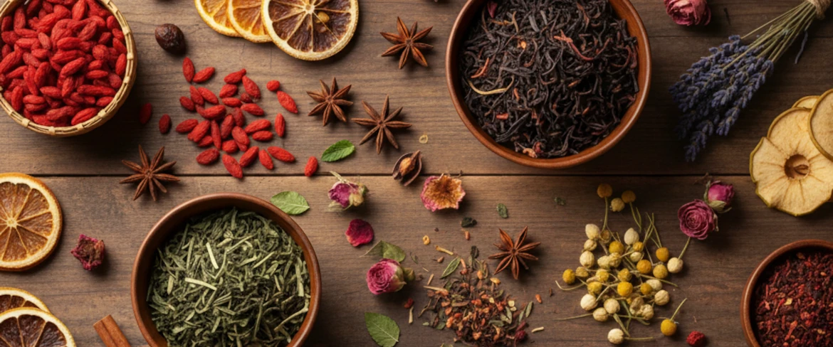 Herbaty jesienne i zimowe – mieszanki liściaste i dodatki do herbaty rozgrzewającej.