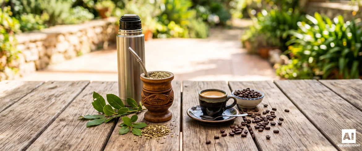Yerba mate, termos i espresso – porównanie działania kofeiny z yerby i kawy.