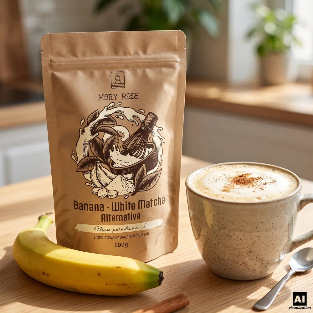 White matcha Mary Rose White Matcha Alternative Banan z bananowym latte z cynamonem i bananem.