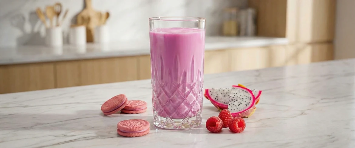Różowa matcha – Pink Matcha dragon fruit ze smoczego owocu w formie latte