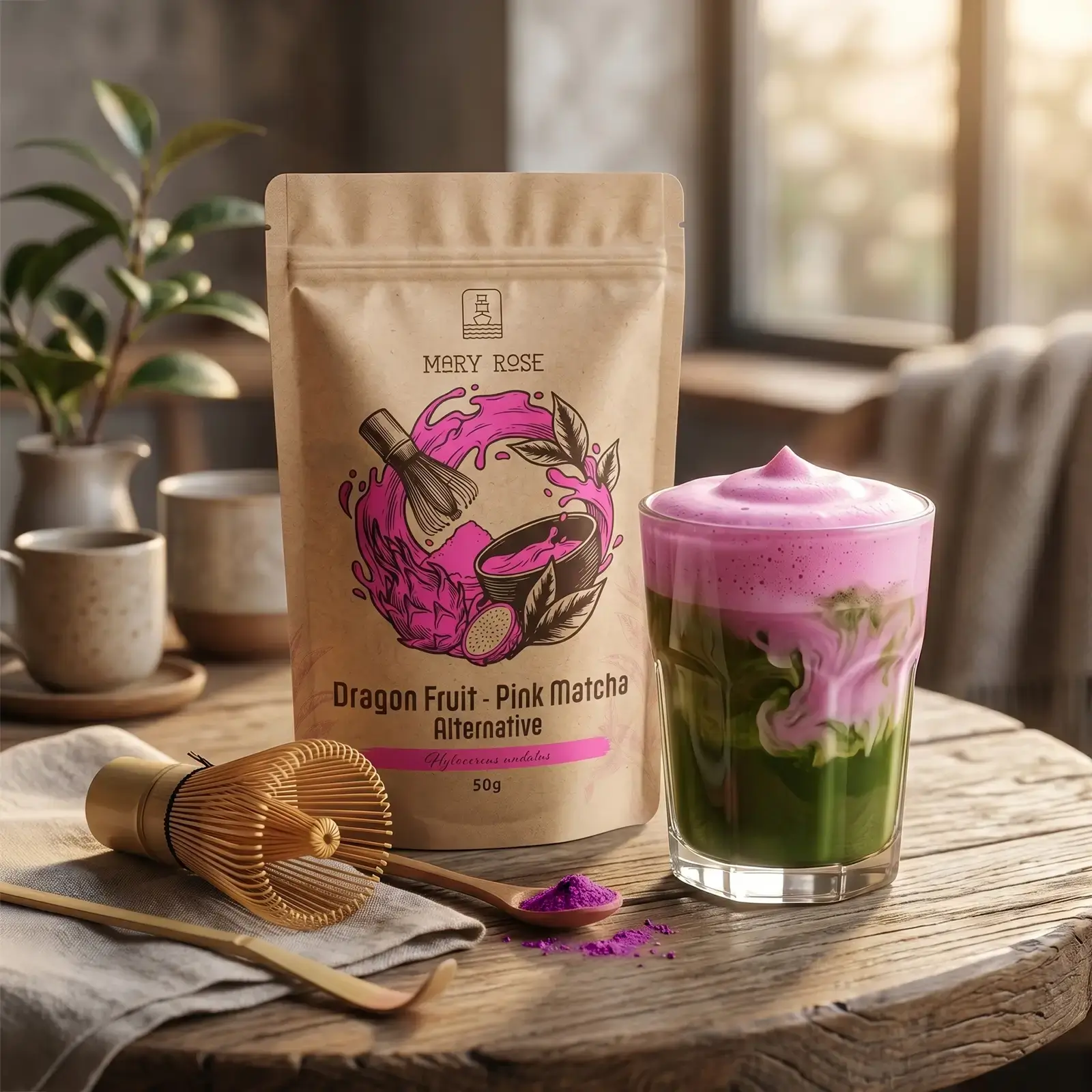 Różowa alternatywa dla zielonej herbaty – Pink Matcha Alternative ze smoczego owocu od Mary Rose
