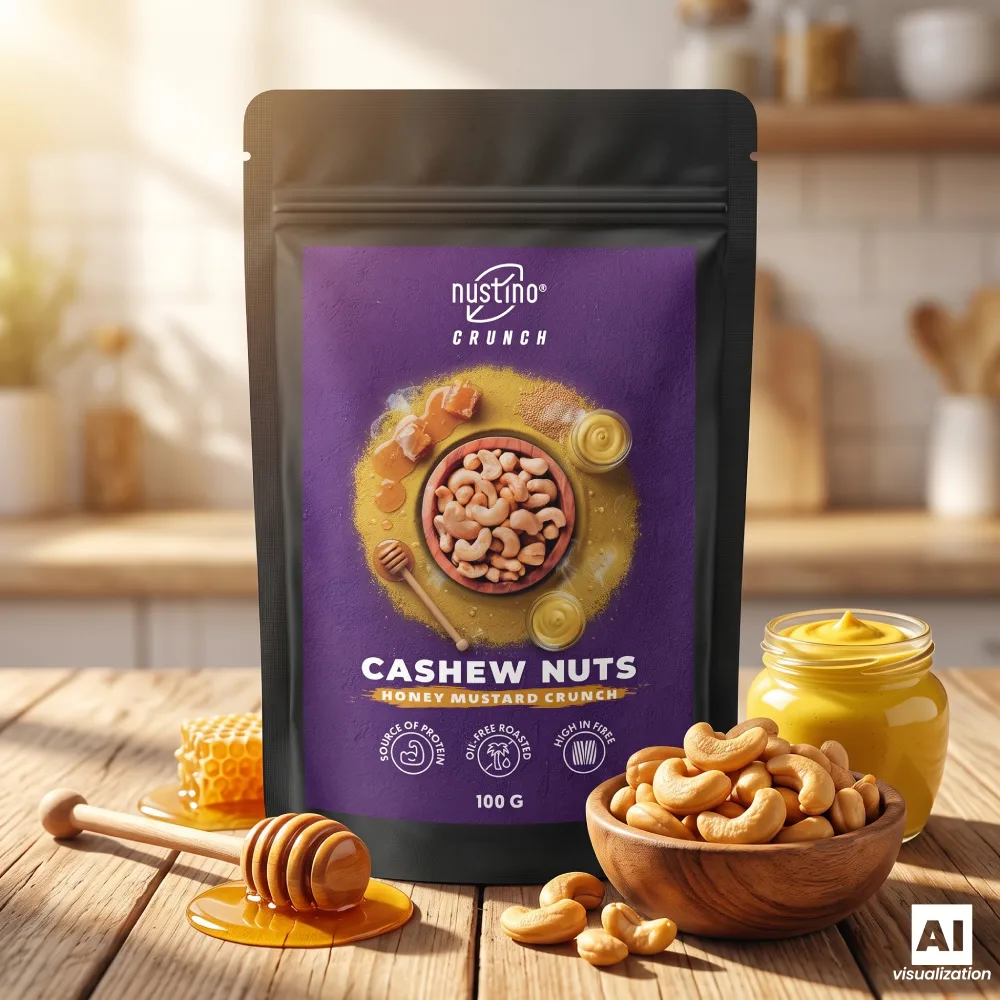 Nustino Crunch Honey Mustard Crunch, prażone nerkowce z miodem i musztardą.