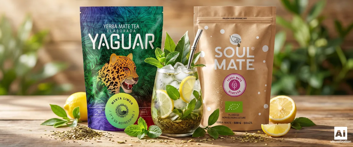 Yaguar Menta Limon i Soul Mate Guayusa z chłodnym naparem, miętą oraz cytryną – yerba mate ziołowa.