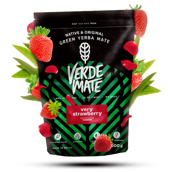 Verde Mate Green Very Strawberry – owocowa yerba smakowa z truskawką.