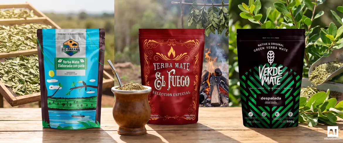 Trzy rodzaje klasycznej yerba mate: Rio Parana, El Fuego i Verde Mate Green Despalada.