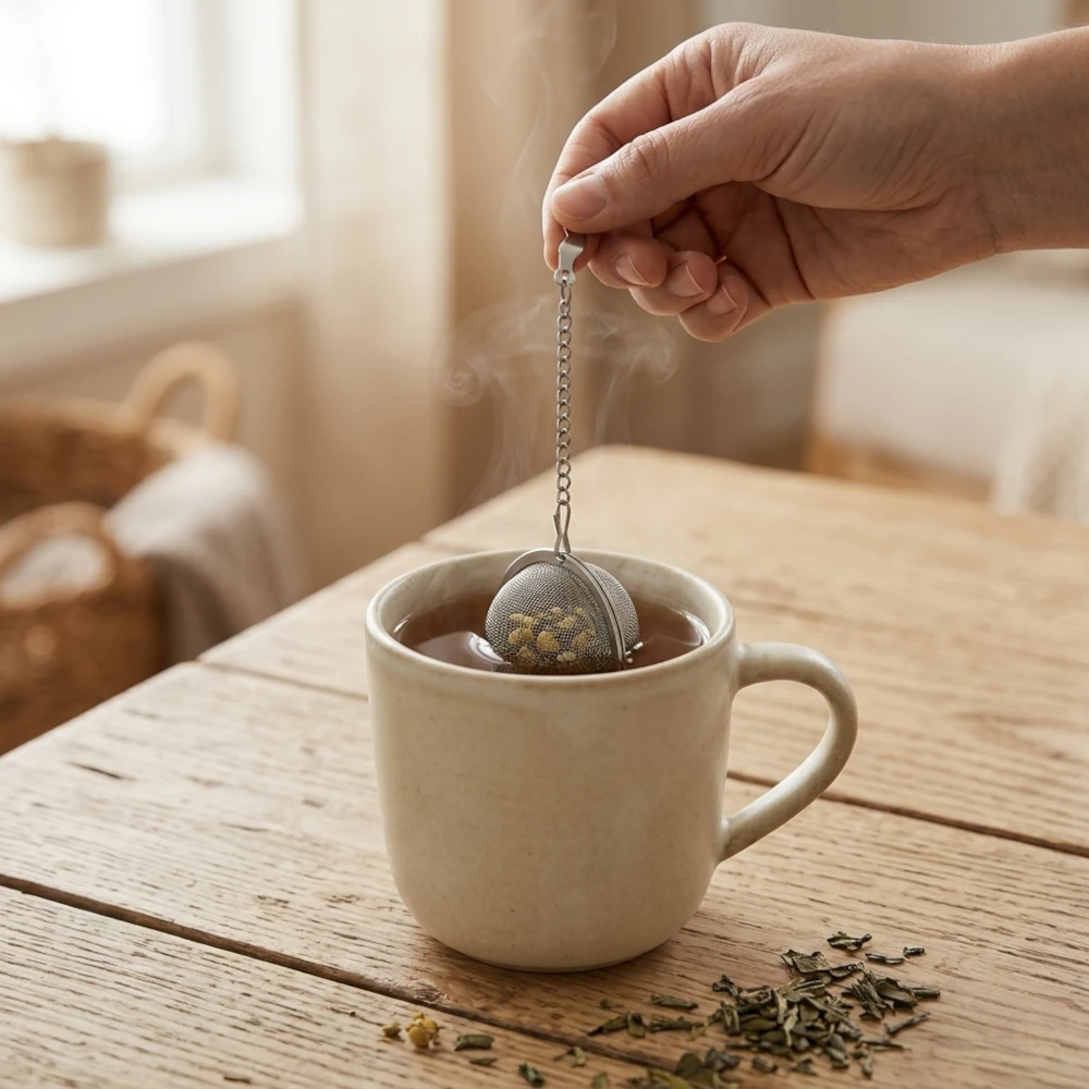 Zaparzacz do herbaty – kula na łańcuszku