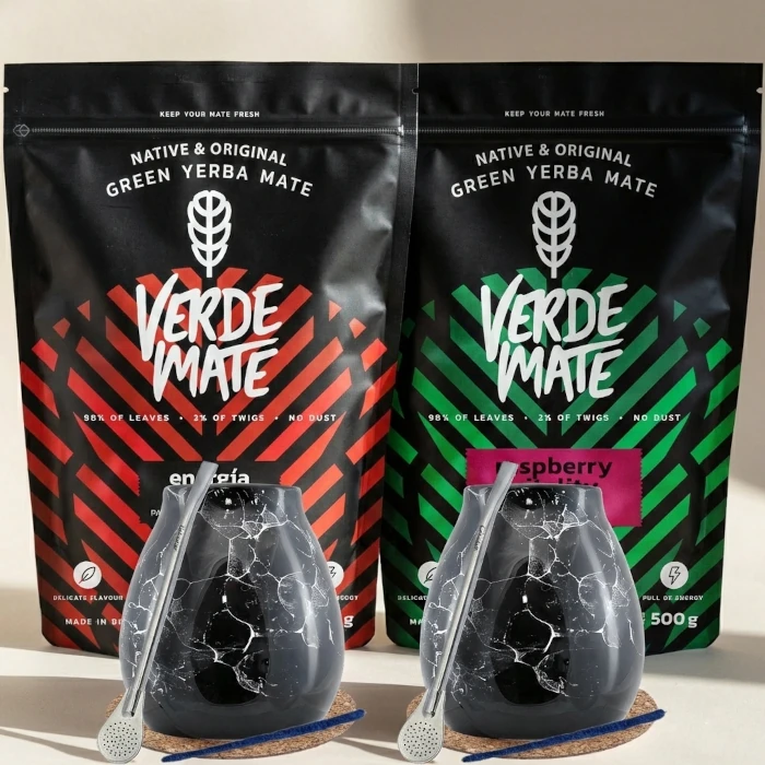 Zestaw do yerba mate – yerba mate, dwa matero i dwie bombille dla dwojga