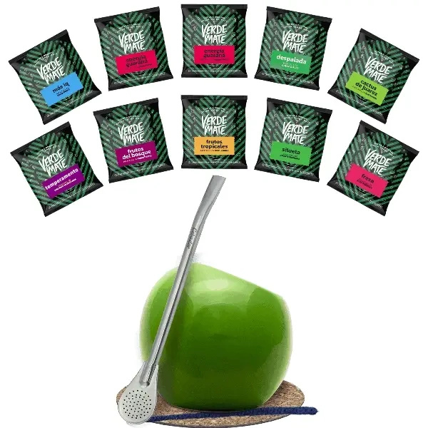 Zestaw Yerba Mate: próbki Verde Mate 10x50g + Matero + Bombilla