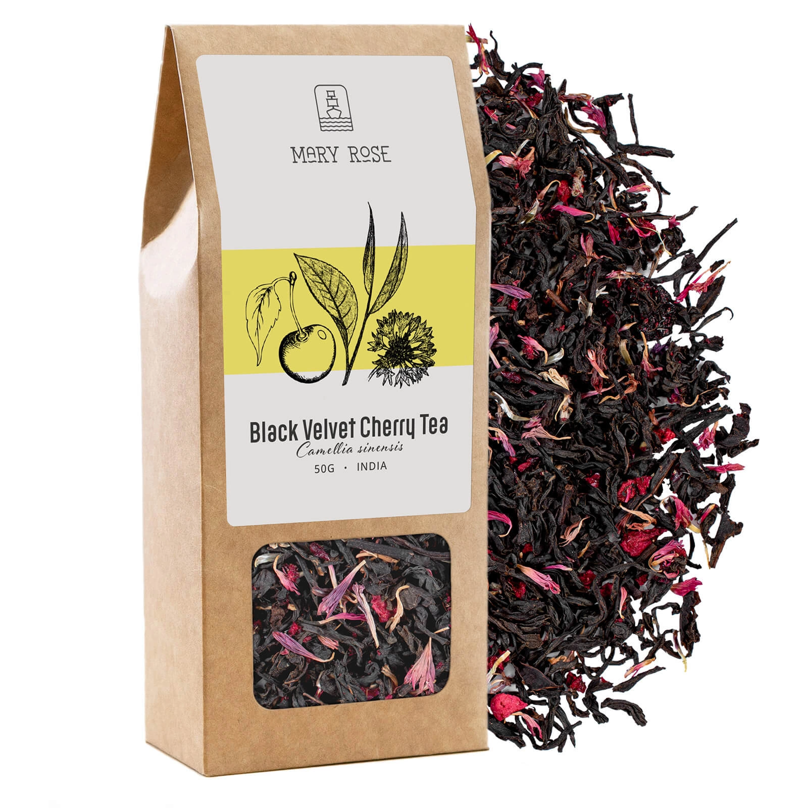 Szczegóły herbaty Mary Rose Black Velvet Cherry