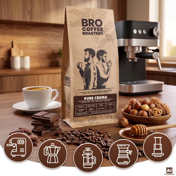 Bro Coffee Roastery – Kawa ziarnista Pure Crema 400 g