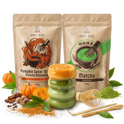 Zestaw do kolorowego Matcha Latte: Matcha + Orange Matcha + akcesoria