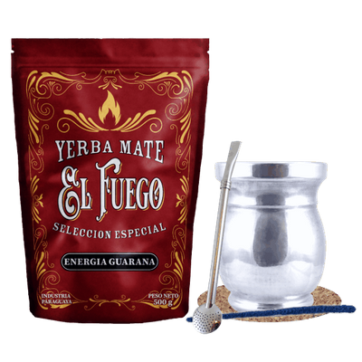 Zestaw Yerba Mate: El Fuego Energia Guarana 500g + Palo Santo + Bombilla
