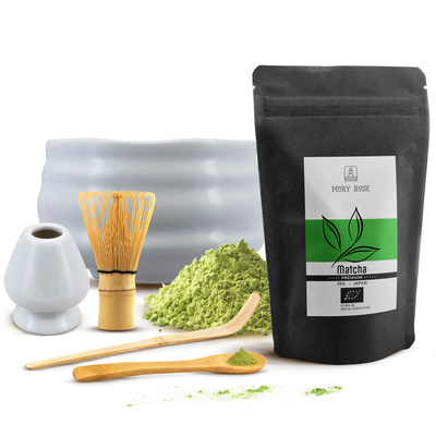 Zestaw PREMIUM do parzenia herbaty matcha: japońska matcha BIO premium 30g + akcesoria