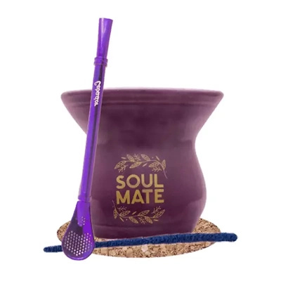 Zestaw Tykwa Pepita do Yerba Mate Bombilla Fioletowa