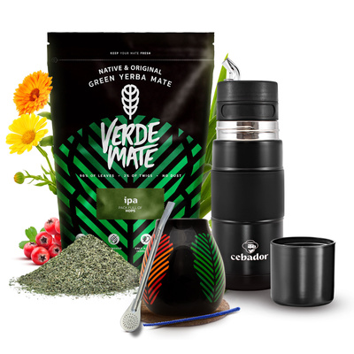 Zestaw Yerba Mate Verde Mate IPA 500g 0,5kg Yerbomos + Tykwa + Bombilla