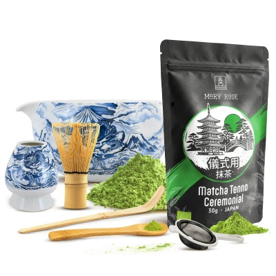 Zestaw ceremonialny do parzenia herbaty matcha: japońska matcha BIO ceremonialna 30g + akcesoria
