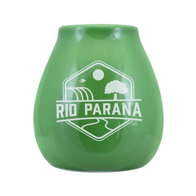 (II. kategoria) Tykwa Ceramiczna z logo Rio Parana (zielona) 330 ml