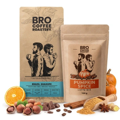 Zestaw do Pumpkin Spice Latte: kawa Bro Coffee Roastery Brazil Guaxupe 1kg + Pumpkin Spice Latte Mix 100g