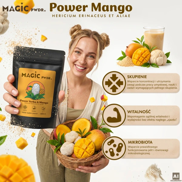 Magic Pwdr – Power Yerba & Mango – Focus & Gut Blend 400 g
