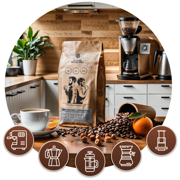 Zestaw Coffee Broastery: kawa Amico dall'Italia Espresso Roast + kubek