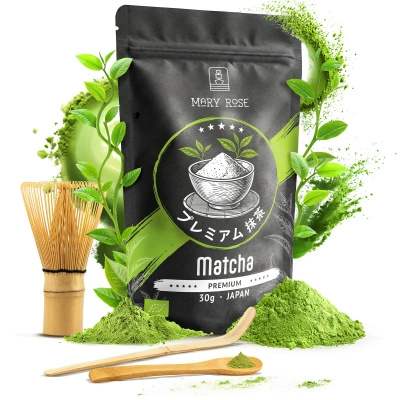 Zestaw PREMIUM do parzenia herbaty matcha: japońska matcha BIO premium 30g + akcesoria