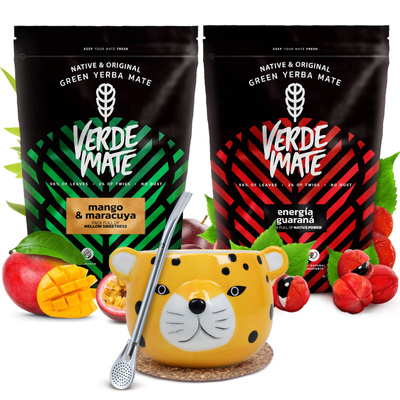 Zestaw yerba mate Verde Mate tykwa ceramiczna Yaguar Gatito bombilla
