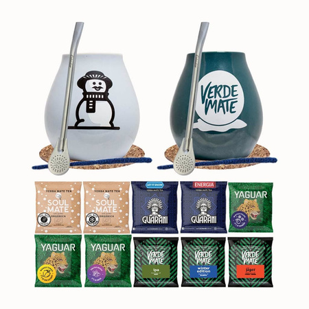 Świąteczny Zestaw Prezentowy Dla Dwojga – Yerba Mate 10 x 50 g (500 g) + 2 x Akcesoria
