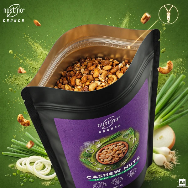 Nustino Crunch – prażone orzechy nerkowca – Spring Green Onion 100 g