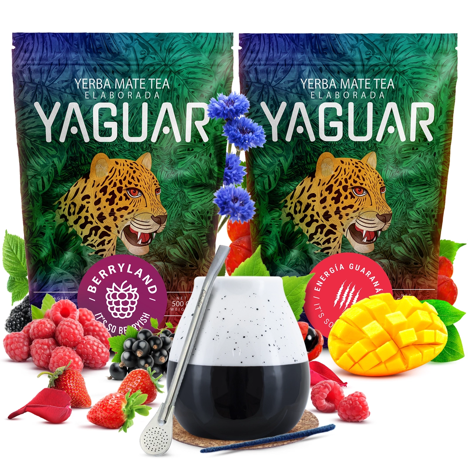 Yerba Mate Yaguar Menta Limón 1000g (2X 500g), Mate Tea With Lemon And Mint, Brazilian Mate Tea, Gluten Free, Vegan, With Natural Caffeine - View #2