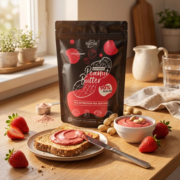 Nustino – Masło Orzechowe w Proszku – Truskawka (bez dodatku cukru) 400 g