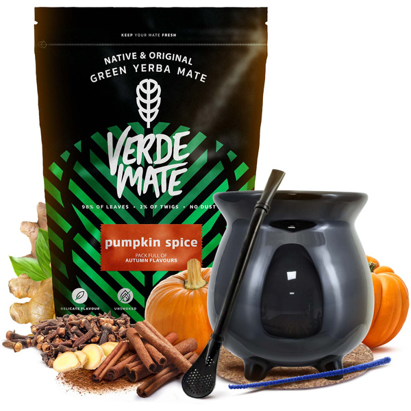 Zestaw Startowy Yerba Mate Verde Mate Pumpkin Spice 500g + Tykwa Caldero Kociołek