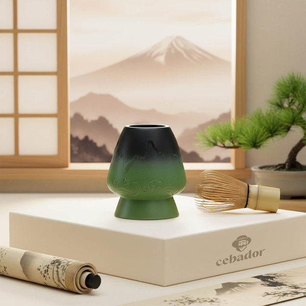 Zestaw akcesoriów do parzenia herbaty matcha - matchawan i kusenaoshi Mountain