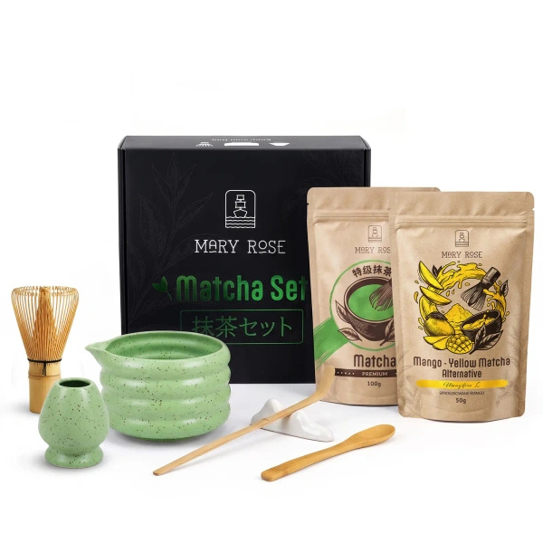 Zestaw prezentowy do kolorowego Matcha Latte: Matcha + Yellow Matcha + akcesoria Midori