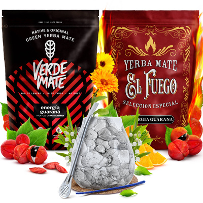 Zestaw Yerba Mate Verde Mate El Fuego Energia 2x500g + akcesoria