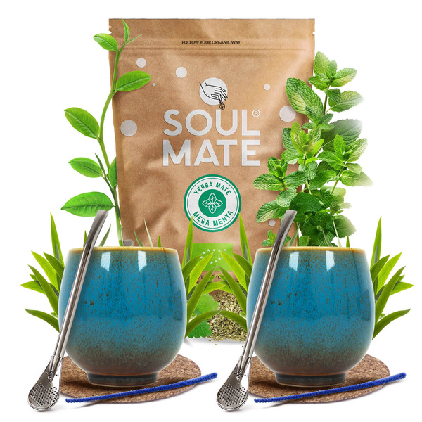 Zestaw Yerba Mate Soul Mate 500g 0,5kg 2x Matero + 2x Bombilla