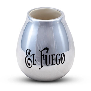 Tykwa Ceramiczna z logo El Fuego (srebrna) 350 ml