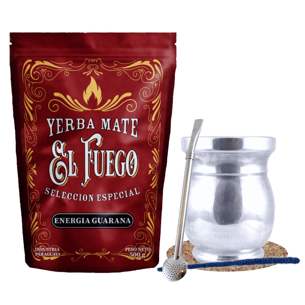 Zestaw Yerba Mate: El Fuego Energia Guarana 500g + Palo Santo + Bombilla