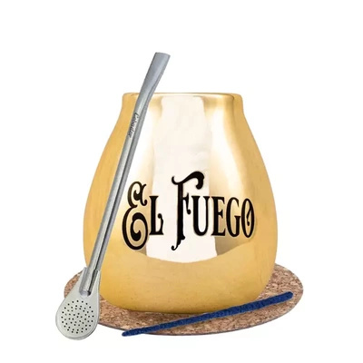 Yerba Mate BIG tykwa złota bombilla El Fuego