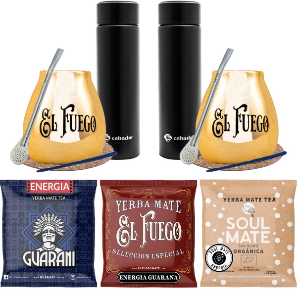 Zestaw yerba Mate  dla pary PREMIUM tykwy Termos