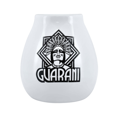 Tykwa ceramiczna biała z logo Guarani - 350 ml