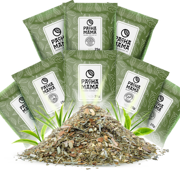 Zestaw prezentowy dla dwojga Guayusa Pachamama: próbki 8x25g + 2x tykwa + 2x bombilla